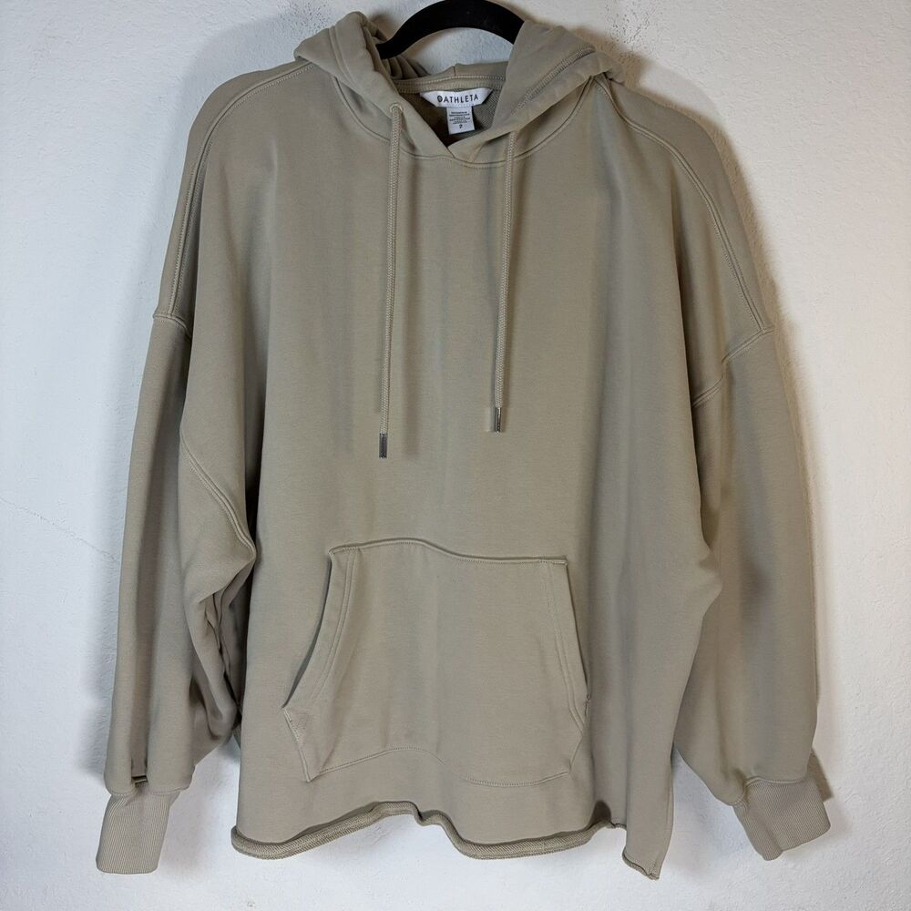Athleta Long Sleeve Terry Oversized Athletic Hoodie Tan Size S